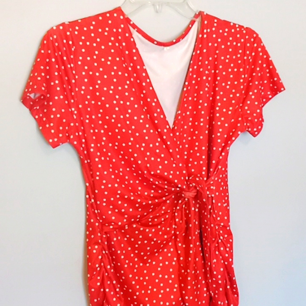 Red and White Maternity Blouse. Tie in front so it can grow with you!